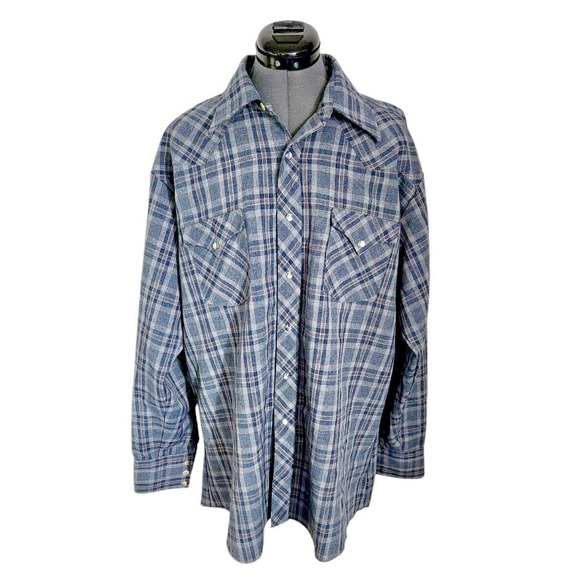 H Bar C Ranch Wear Long Tail Pearl Snap Down Shirt Size 17 1/2 - 35‎